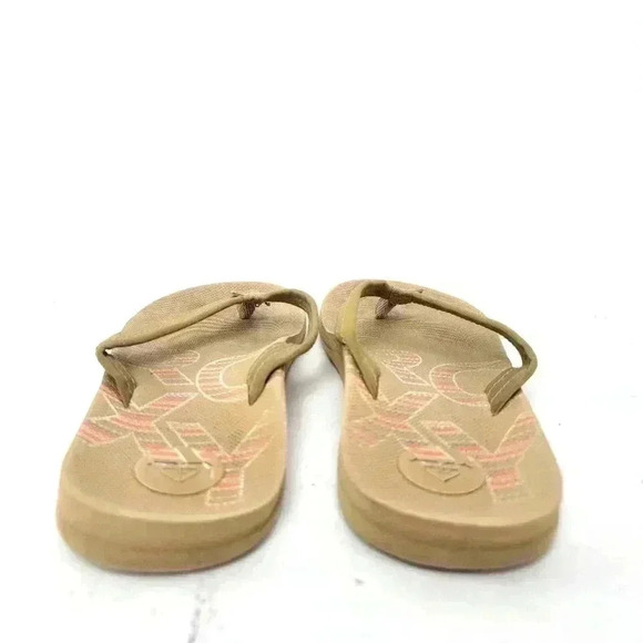 Roxy Sand Tan Flip Flop Sandals - 6 - Picture 7 of 9